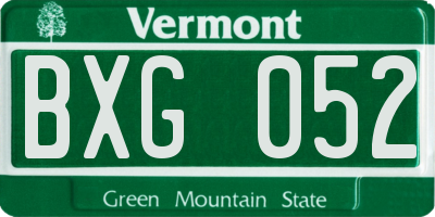 VT license plate BXG052