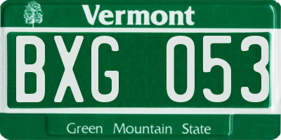 VT license plate BXG053