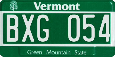 VT license plate BXG054