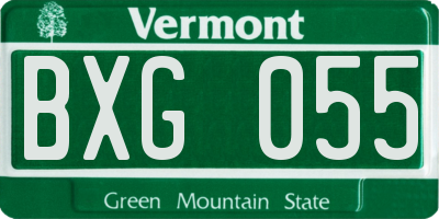 VT license plate BXG055