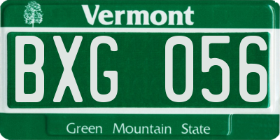 VT license plate BXG056