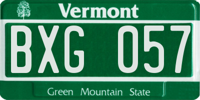 VT license plate BXG057