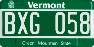 VT license plate BXG058