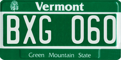 VT license plate BXG060
