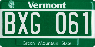 VT license plate BXG061