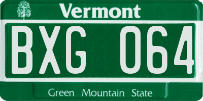 VT license plate BXG064