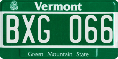 VT license plate BXG066