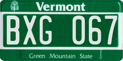 VT license plate BXG067