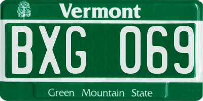 VT license plate BXG069