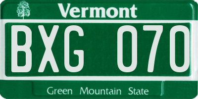 VT license plate BXG070
