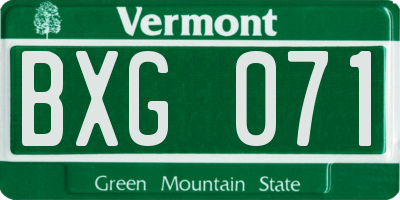 VT license plate BXG071