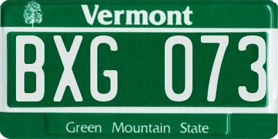 VT license plate BXG073