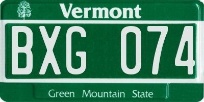 VT license plate BXG074
