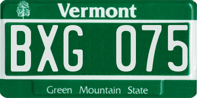 VT license plate BXG075
