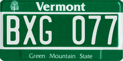 VT license plate BXG077