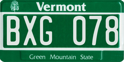VT license plate BXG078