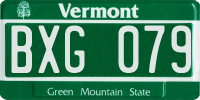 VT license plate BXG079