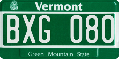VT license plate BXG080