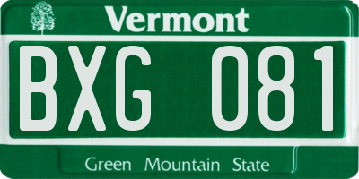 VT license plate BXG081