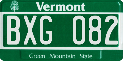 VT license plate BXG082