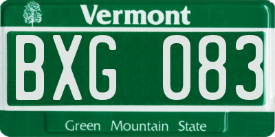 VT license plate BXG083