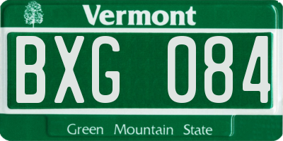 VT license plate BXG084
