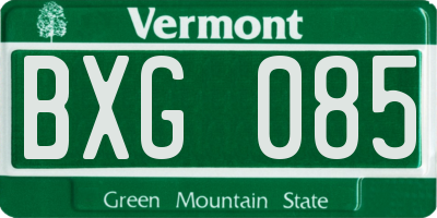 VT license plate BXG085