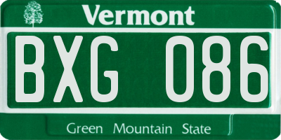 VT license plate BXG086