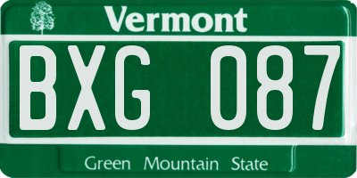 VT license plate BXG087