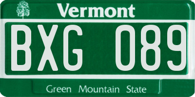 VT license plate BXG089