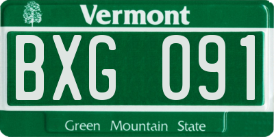 VT license plate BXG091