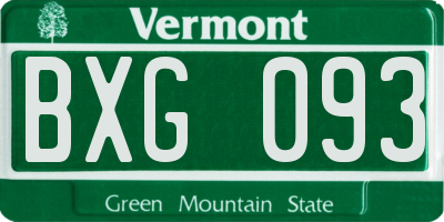 VT license plate BXG093