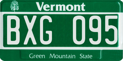 VT license plate BXG095
