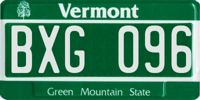 VT license plate BXG096