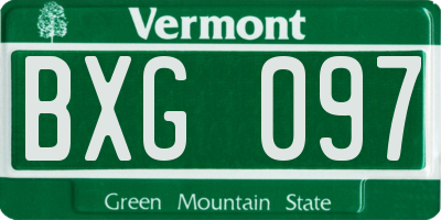 VT license plate BXG097