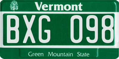 VT license plate BXG098