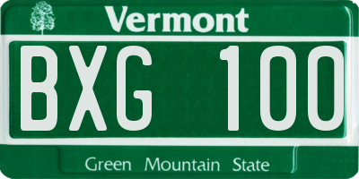 VT license plate BXG100