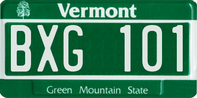 VT license plate BXG101