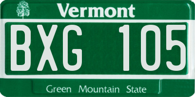 VT license plate BXG105