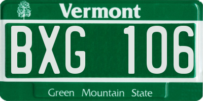 VT license plate BXG106