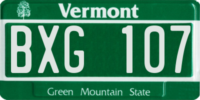VT license plate BXG107
