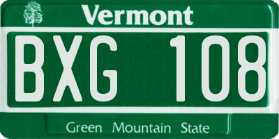 VT license plate BXG108