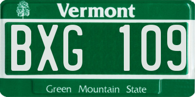 VT license plate BXG109