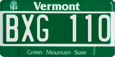 VT license plate BXG110
