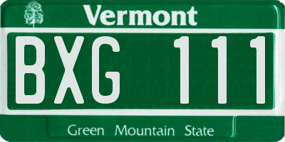 VT license plate BXG111