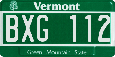 VT license plate BXG112