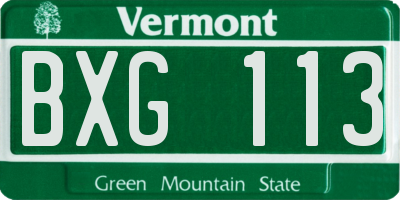 VT license plate BXG113