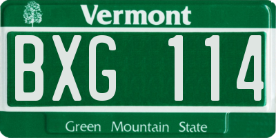 VT license plate BXG114
