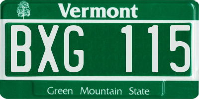 VT license plate BXG115