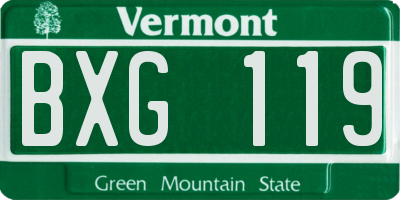 VT license plate BXG119